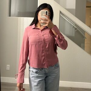 Women's Pink Button-Up Blouse